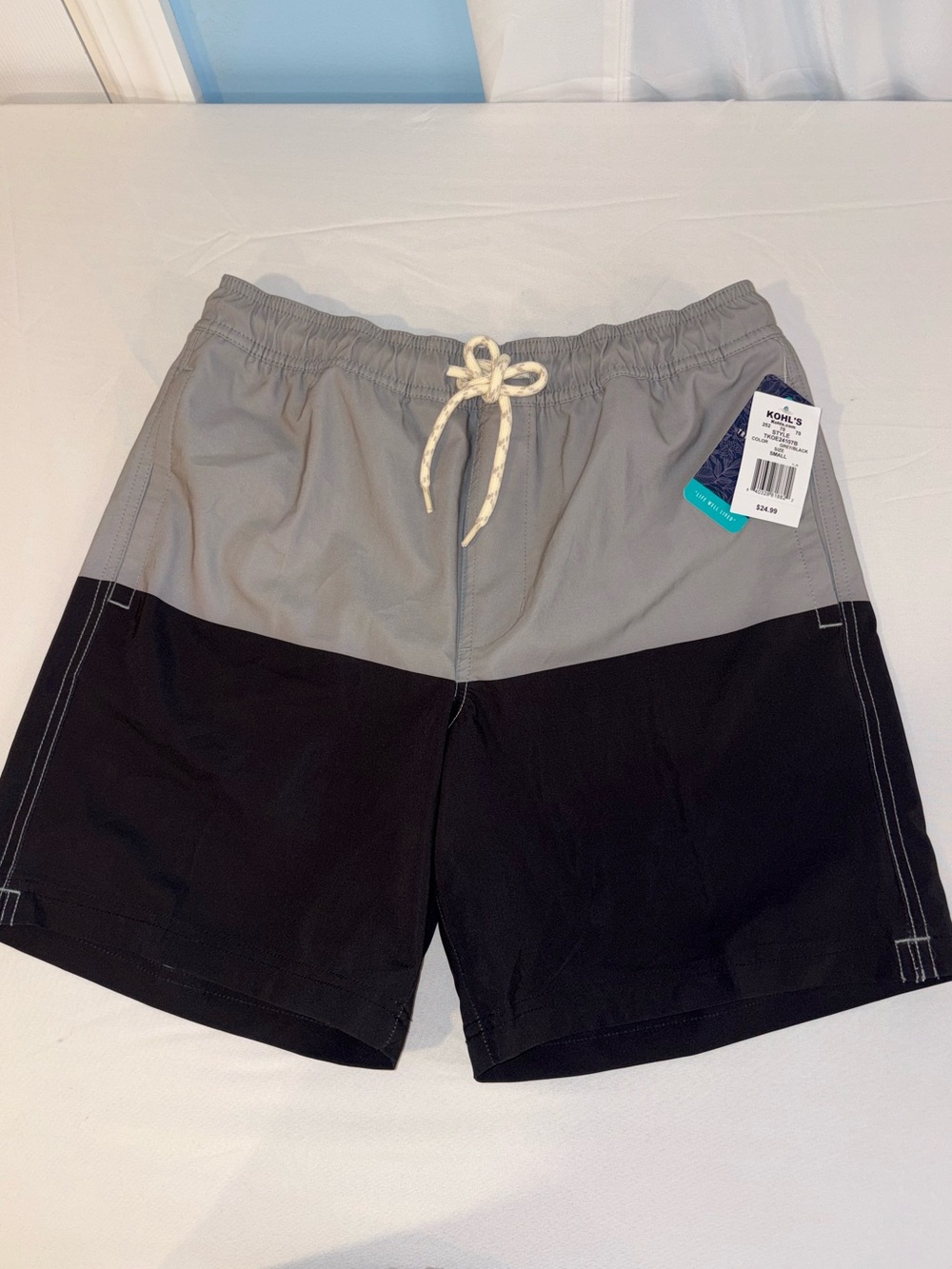 Trinity Two-Tone Gray and Black Men’s Swim Trunks